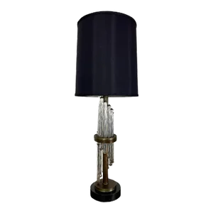 Modernist Spiral Glass and Bronze Table Lamp