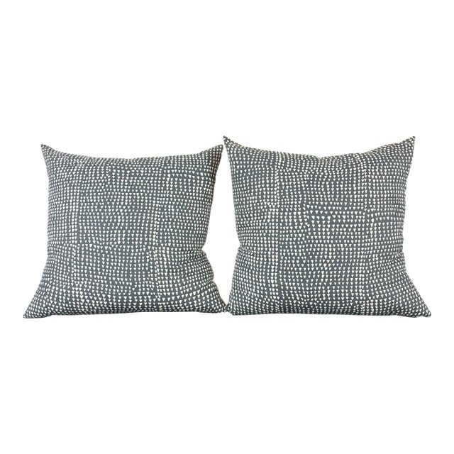 St. Frank Indigo Arrows Throw Pillows, Pair For Sale