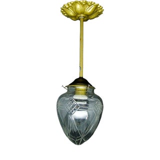 Brass and Glass Pendant Lamp, 1890s For Sale