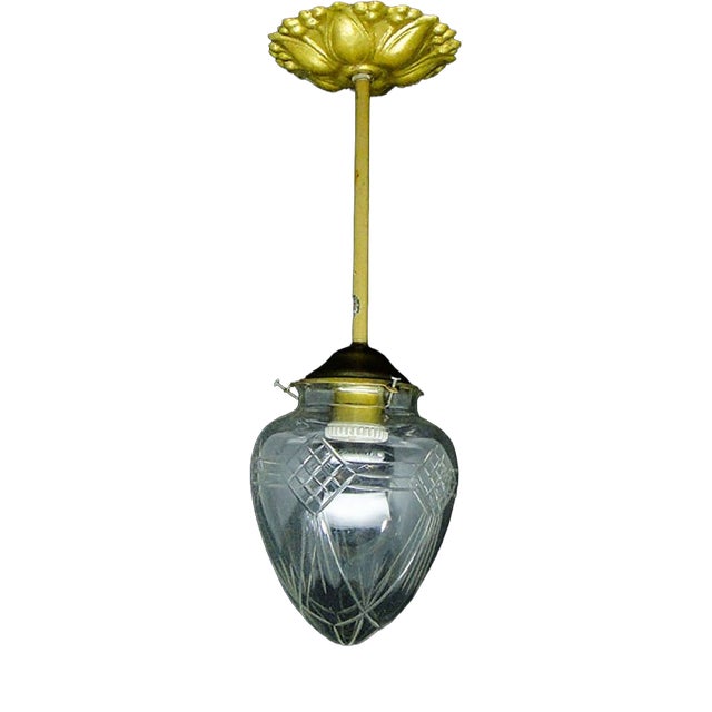 Brass and Glass Pendant Lamp, 1890s For Sale