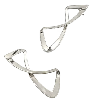 Modernist Silver Dangles, Hammer Formed Gerhard Herbst Studio Earrings- Set of 2