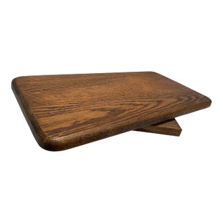 Vintage Unique Oak Wood Rectangular Lazy Susan For Sale