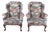 2 Vintage Drexel Traditional Classics Queen Anne Mahogany Wingback Arm Chairs For Sale