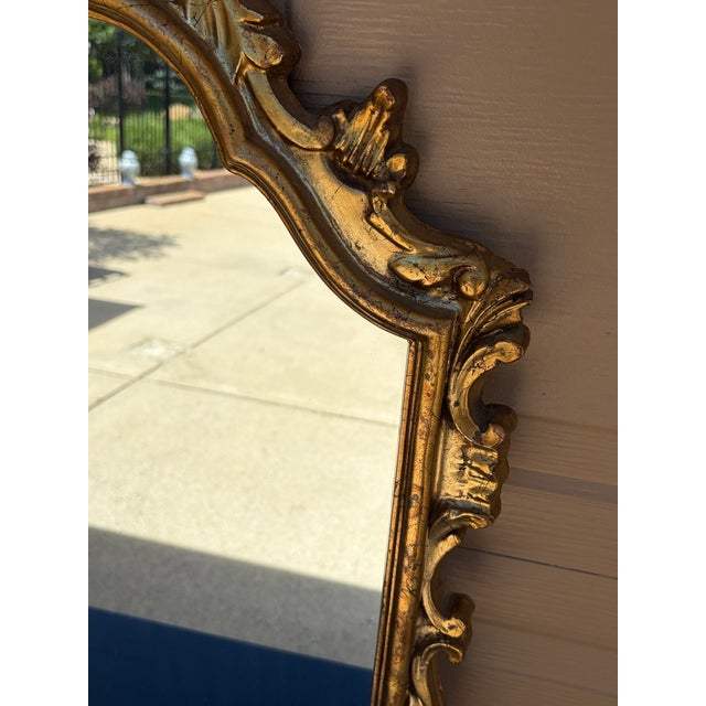 Wood Pair of Mid-Century Italian Neoclassical Giltwood Mirrors For Sale - Image 7 of 18