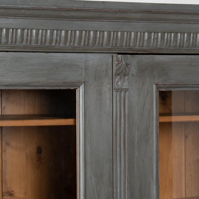 Late 19th Century Late 19th Century Gray Pine Bookcase Display Cabinet With Glass Doors For Sale - Image 5 of 9