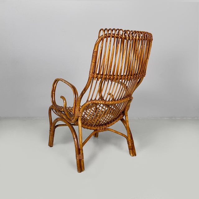 Mid-Century Modern Italian Armchairs in Rattan, 1960s, Set of 3 For Sale - Image 4 of 18