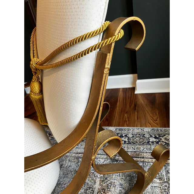 Vintage Hollywood Regency Gilt Metal Ribbon Rocking Chair For Sale - Image 12 of 17