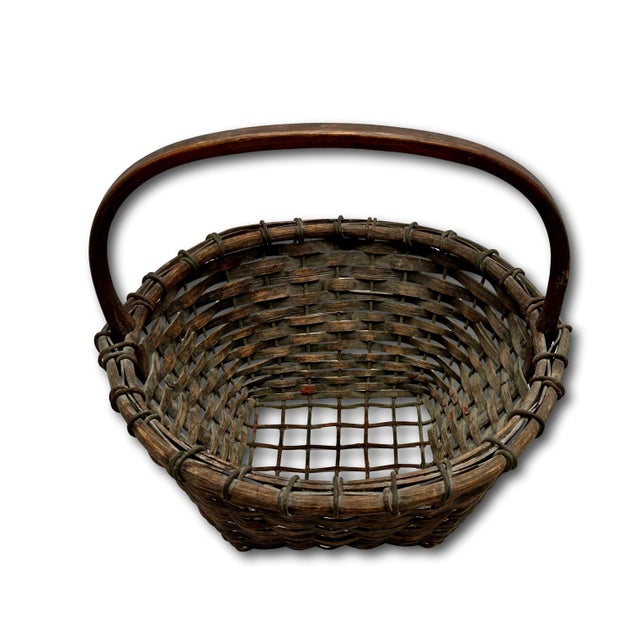 Great Authentic Antique Steel Wire & Ash Wood Splint Massachusetts Famous Ipswich Clam Diggers Gathering Basket For Sale - Image 13 of 18