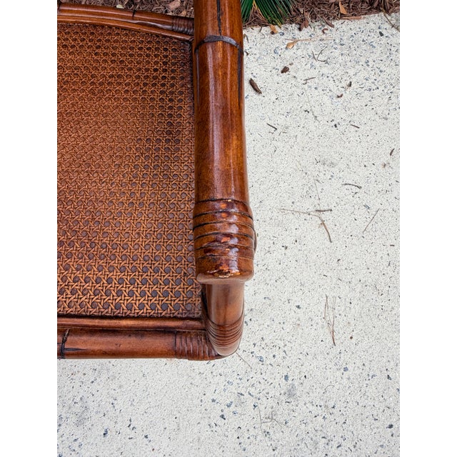 Vintage Chinoiserie Rattan Bamboo Armchairs Woven Cane Seat & Backrest 1970s For Sale - Image 14 of 14