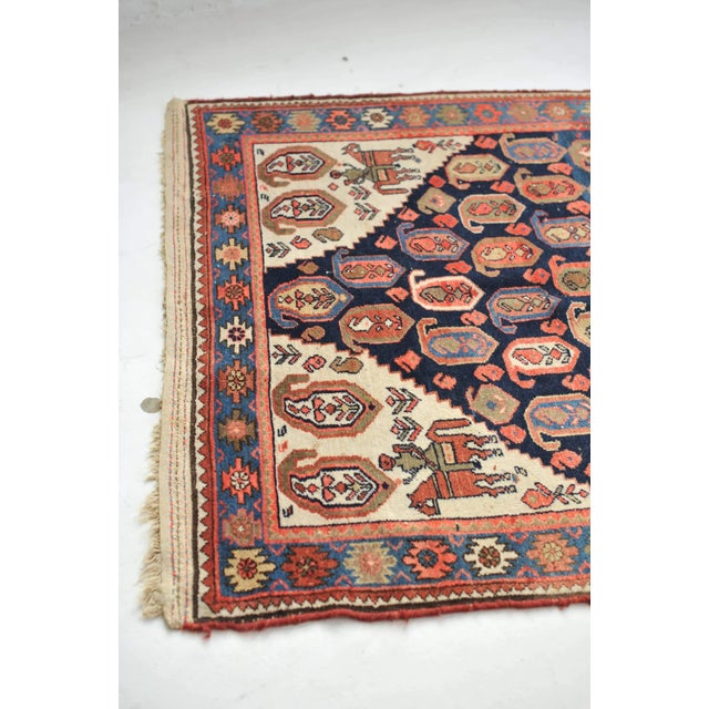1930s Persian Malayer 4-Horsemen Protecting the Seeds of Life Rug, 4.4 x 6.10 For Sale - Image 9 of 12