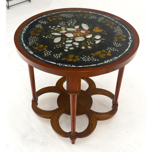 Traditional Very Fine Mother of Pearl Decorated 24" Round Side Lamp Table Stand For Sale - Image 3 of 18