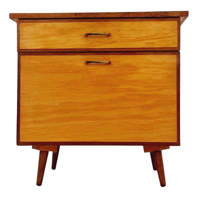 Mid-Century German Beech and Teak Nightstand from WK Möbel, 1960s For Sale