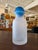 Blue Vintage Frosted Glass Decanter / Bottle With Cobalt Blue Ball Stopper For Sale - Image 8 of 14