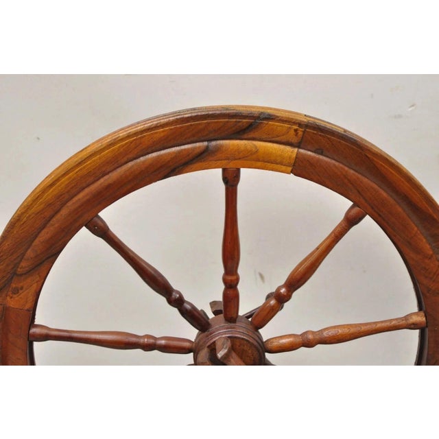 Antique Canadian Country Primitive Pine Wood Colonial Wooden Spinning Wheel For Sale - Image 4 of 12