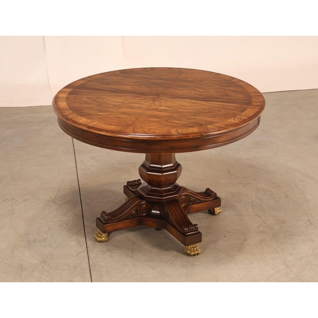 High Quality American Made Walnut Dining Table By Karges (Not Labeled) Featuring A Round Top With Figured Walnut Veneer...
