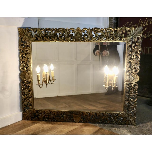Large French Gothic Gilt Overmantel Mirror with Twin Sconces, 1890s For Sale - Image 4 of 18