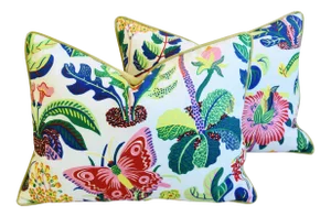 Schumacher Exotic Butterfly Feather/Down Pillows 24" X 18" - a Pair