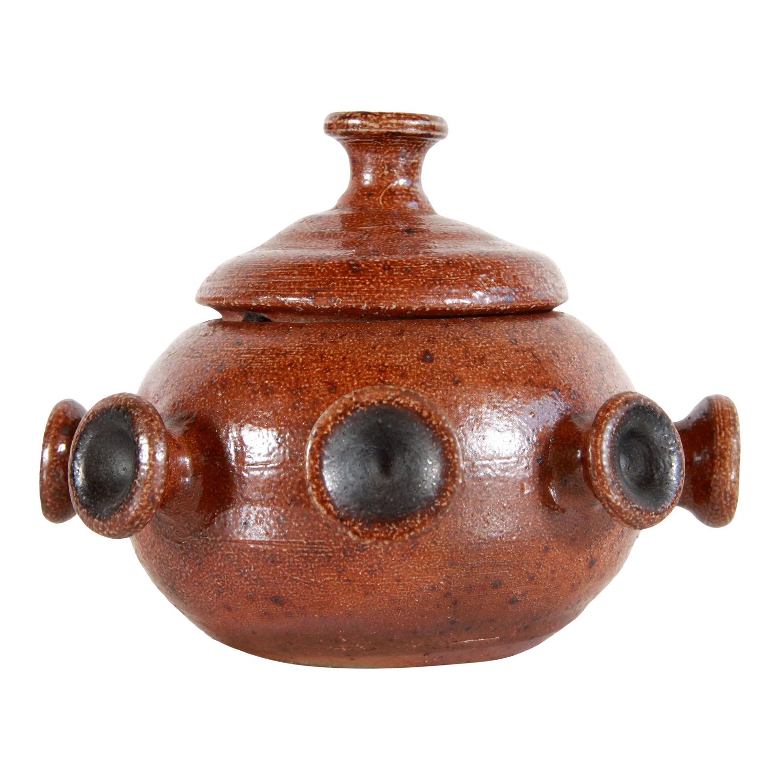 Modernist Brown Art Pottery Stoneware Lidded Jar