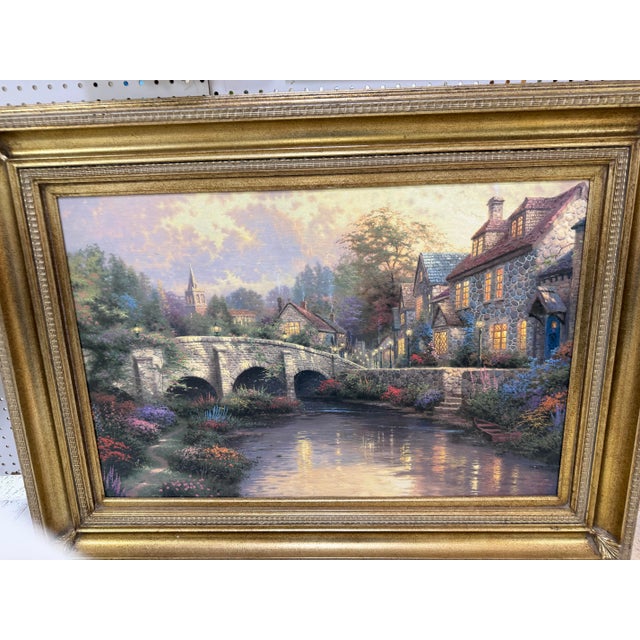 THOMAS KINKADE - Cobblestone Brooke S/P 34x 44 Canvas Framed Numbered and signed Excellent condition The THOMAS KINKADE...
