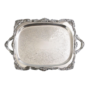 Vintage Gorham Silver Plate Footed Rectangular Serving Tray With Handles