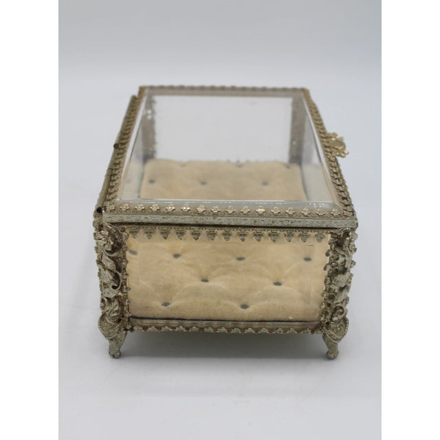 Metal Mid 20th Century French Beveled Glass Jewelry Box For Sale - Image 7 of 12