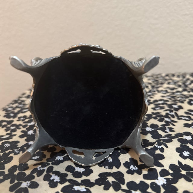 Vintage Art Nouveau Style Embossed Metal Trinket Jewelry Box For Sale - Image 4 of 9