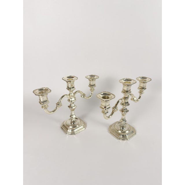 1960s Pair of Vintage BMF Silver-Plated Three-Arm Candelabra, West Germany, Circa 1960s For Sale - Image 5 of 18