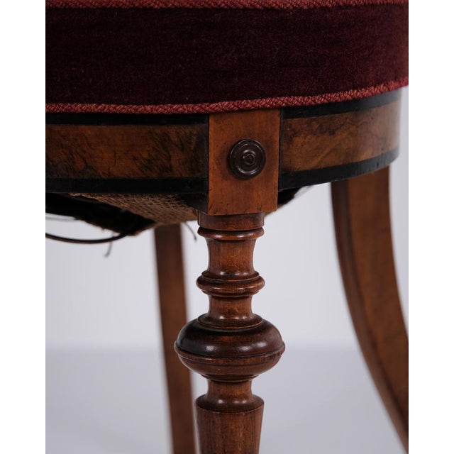 Small Piano Stool in Polished Walnut with Marquetry, 1880 For Sale - Image 9 of 12