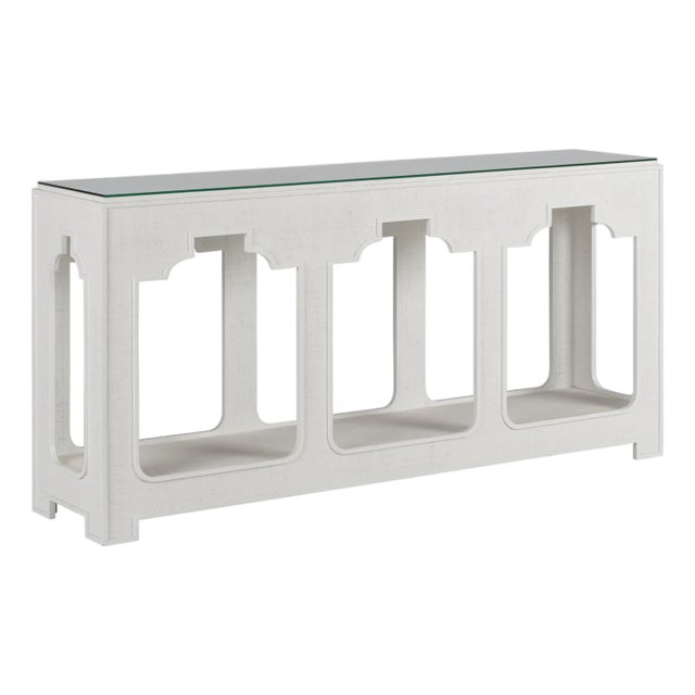 Yangon Raffia Console - White For Sale