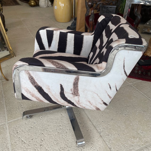 Middle Ct Arm Chair With New Cover Zebra For Sale - Image 4 of 9