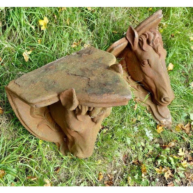 Cast Iron Horse's Head Wall Bracket Shelves, 1920s, Set of 2 For Sale - Image 6 of 9
