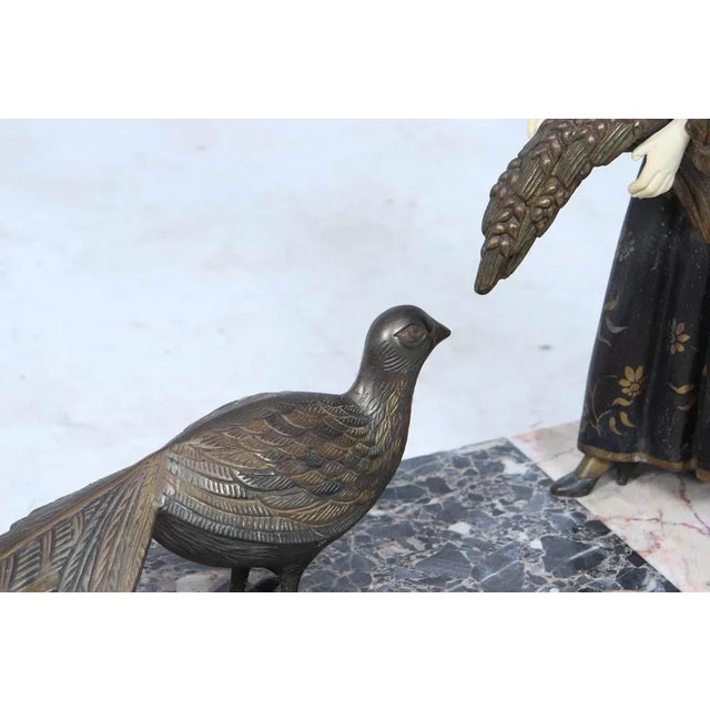1930s Art Deco Sculpture of Woman with Pheasant, 1930s For Sale - Image 5 of 13