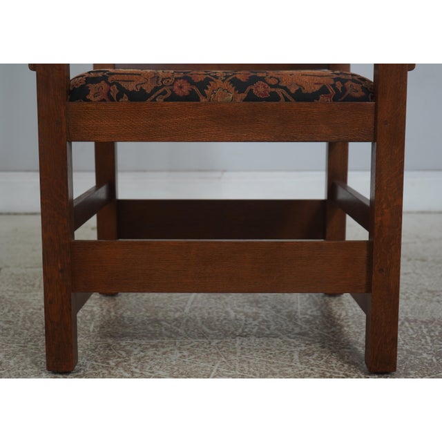 Pair of Stickley Mission Oak Arm Chairs For Sale - Image 13 of 18