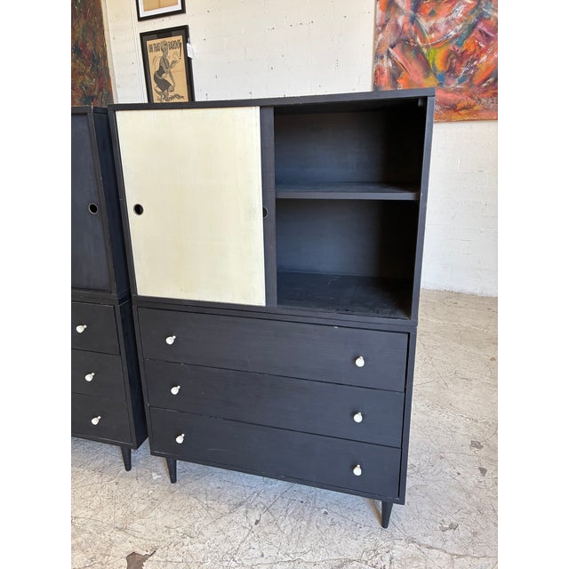 Mid-Century Modern Mid Century Modern Black and White Cabinet in the Style of Paul McCobb For Sale - Image 3 of 5
