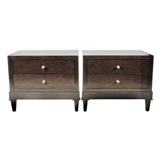 Pair of Modernist Wood Nightstands — 2-Drawer Chest / Bedside Tables For Sale