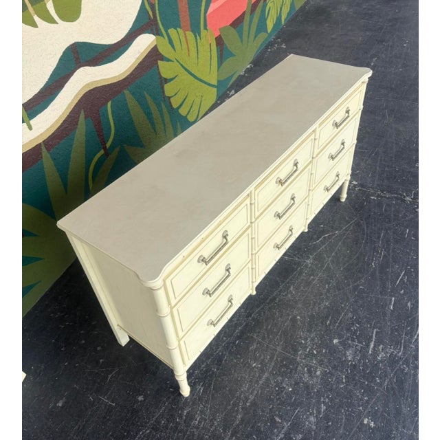 Mid-Century Modern Faux Bamboo Niner With Mirror For Sale - Image 3 of 10