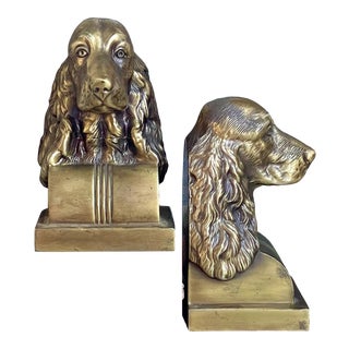 1930s Brass Spaniel Bookends - a Pair For Sale