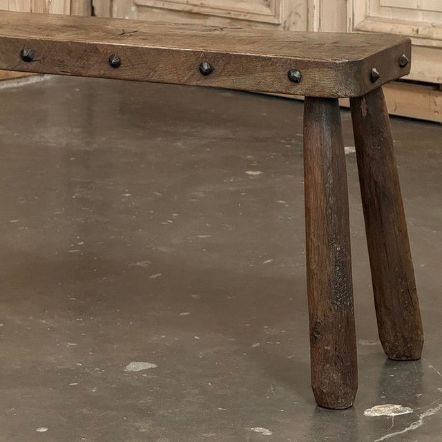 Coffee Rustic Mid-Century Brutalist Bench ~ Stool For Sale - Image 8 of 16