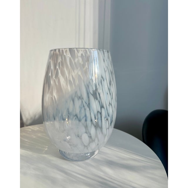 Cenedese Murano Italian White Speckled Murano Glass Vase Mid Century Modern For Sale - Image 10 of 10