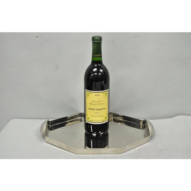 Modern Art Deco Style Silver Plated Nickel Octagonal Vanity Bar Tray "Fe" For Sale - Image 13 of 14
