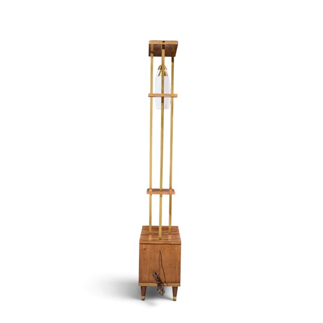 Brown Mid Century Walnut and Brass Wall Unit Room Divider For Sale - Image 8 of 10