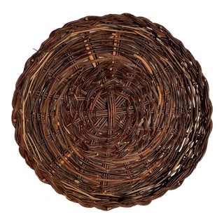 Vintage XL Round Willow Basket or Tray For Sale