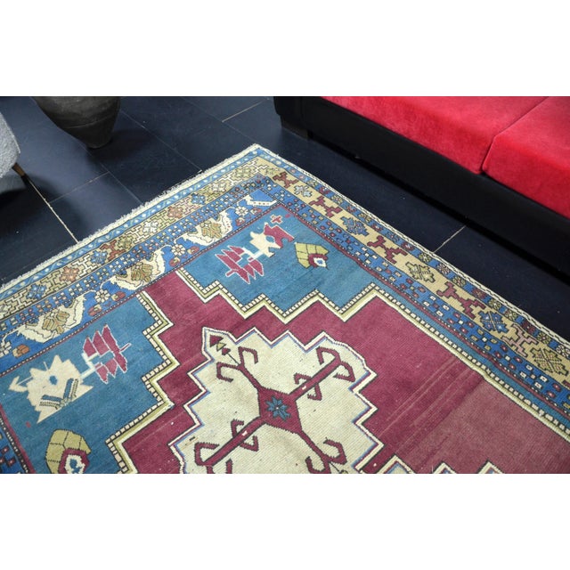 Textile 1960s Traditional Turkish Wool Rug For Sale - Image 7 of 11