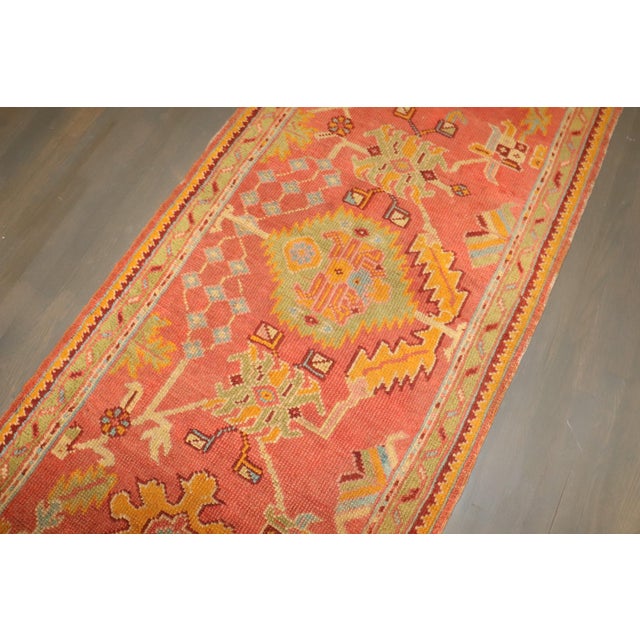Folk Art Antique Zabihi Collection Colorful Turkish Oushak Runner - 3'2" x 11'9" For Sale - Image 3 of 7