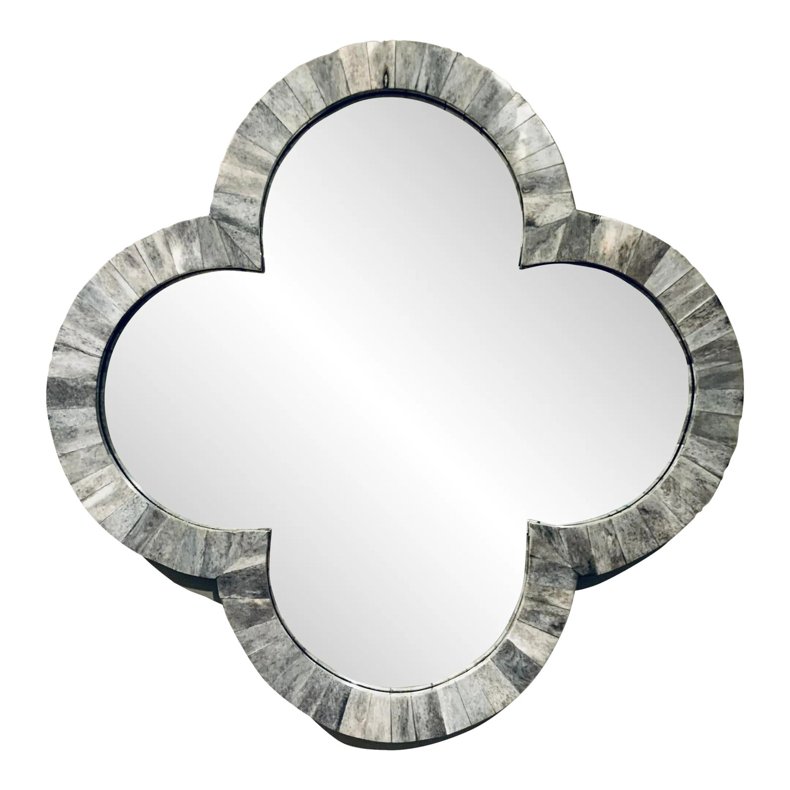 Modern Gray Faux Bone Quatrefoil Wall Mirror Chairish