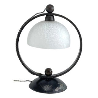 Art Deco Wrought Iron Table Lamp attributed to Schneider, 1930s For Sale