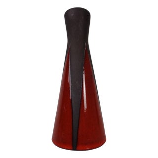 Red & Black Studio Ceramic Vase, Germany, 1960s For Sale