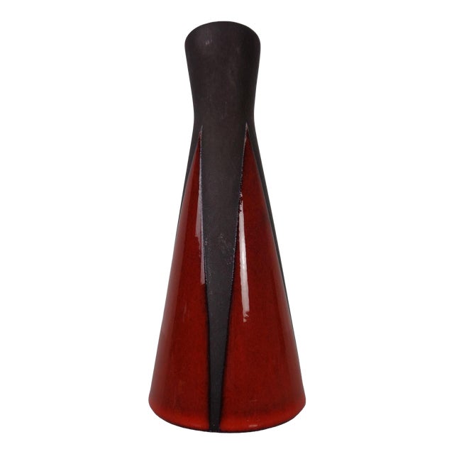 Red & Black Studio Ceramic Vase, Germany, 1960s For Sale