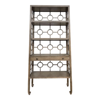 Theodore Alexander Furniture Biscayne Weathered Oak Jali Bookcase/Etagere For Sale
