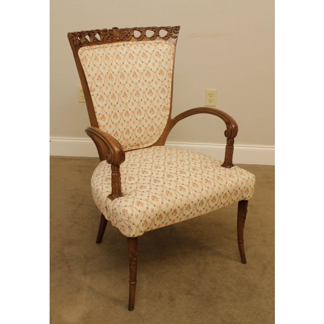 1950s Hollywood Regency Vintage Carved Armchairs - a Pair For Sale - Image 5 of 13